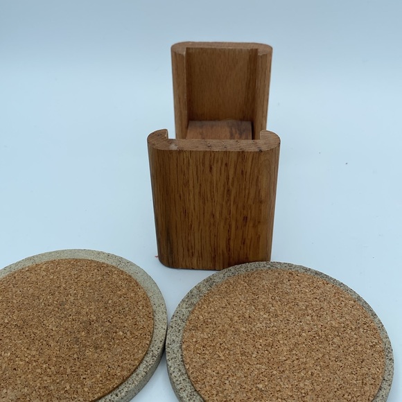 Set of 4 cork back thirstystone 4” coasters flying ducks mallards w/ wood holder - Picture 10 of 12